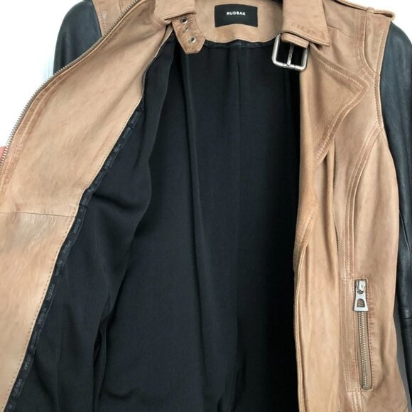 Rudsak  Two-Tone Leather Biker Jacket - Picture 6 of 9